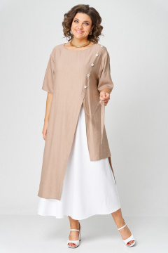 Туника, юбка LadisLine 1564 кофе+белый - фото 2