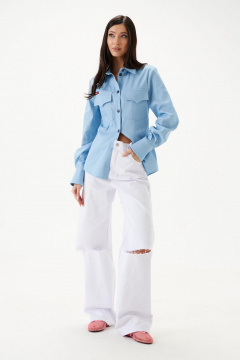 Белые джинсы с разрезами и прорезными карманами ANNETE A1195 - фото 4