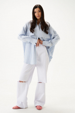 Белые джинсы с разрезами и прорезными карманами ANNETE A1195 - фото 2