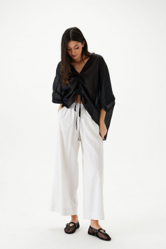 Брюки прямого кроя из льна с эластаном на резинке ANNETE A1259 - фото 3