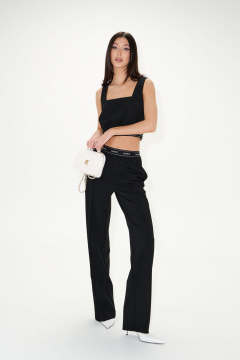 Черный укороченный топ из костюмной ткани для повседневной ношки ANNETE A2077 - фото 3