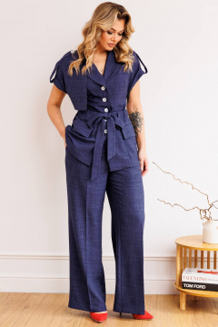 Брюки, жакет Мода Юрс 2809 синий - фото 2