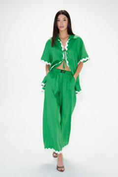 Комплект из брюк и туники из льна с контрастной тесьмой ANNETE A4237/1 - фото 5