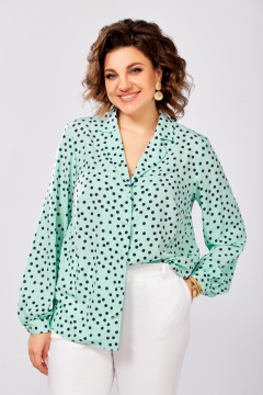 Блуза Swallow 842.2 мята/темно-синий_горошек - фото 3