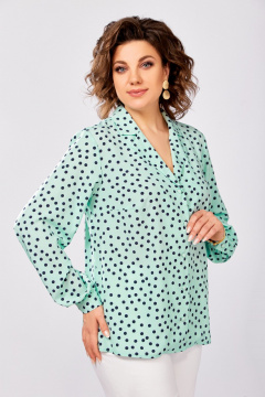 Блуза Swallow 842.2 мята/темно-синий_горошек - фото 2
