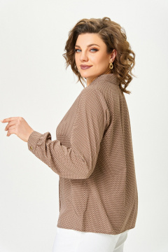 Блуза Swallow 842 коричнево-бежевый/мелкий_горошек - фото 2