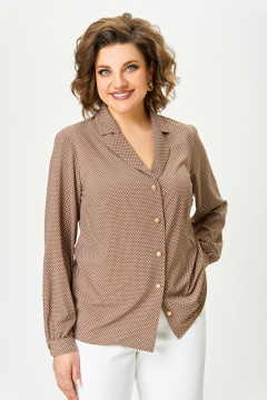 Блуза Swallow 842 коричнево-бежевый/мелкий_горошек - фото 1