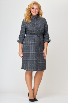 Платье LadyThreeStars 2472 клетка_с_горчичным - фото 2