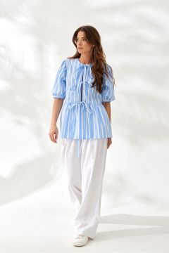 Блуза ELLETTO LIFE 3827 полоска_молочно-голубой - фото 4