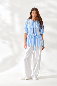 Блуза ELLETTO LIFE 3827 полоска_молочно-голубой - фото 1