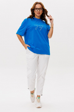 Брюки, футболка Michel chic 1419 лазурь,белый - фото 1