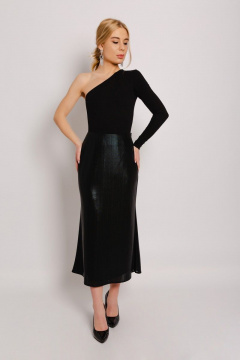 Черная трикотажная юбка годе с потайной молнией MAX 3-003Ч - фото 1