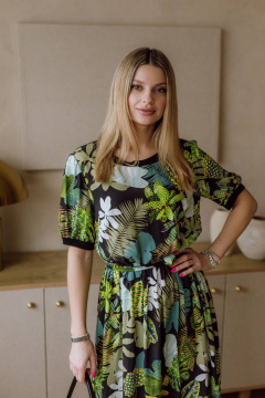 Платье КАЛИНКА ВВ-3074-Л24 черно-зеленый - фото 2