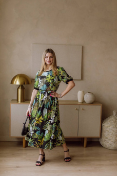 Платье КАЛИНКА ВВ-3074-Л24 черно-зеленый - фото 1