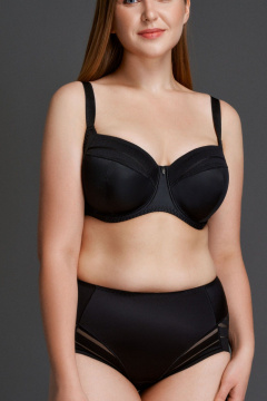 Бюстгальтер минимайзер мягкая чашка боковая корректировка на каждый день Milavitsa 107630 черный с нюдом - фото 1