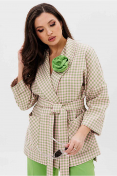 Брюки, жакет Mislana 1185 клетка_(беж-розовый-зеленый)/зеленый - фото 4