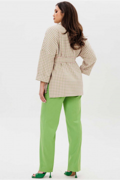 Брюки, жакет Mislana 1185 клетка_(беж-розовый-зеленый)/зеленый - фото 2