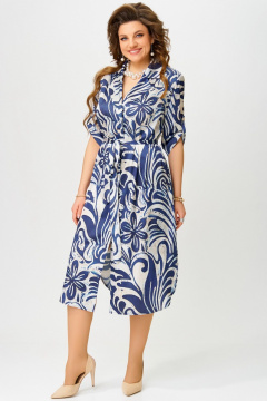 Платье Fita 1553 бежево-синий - фото 2