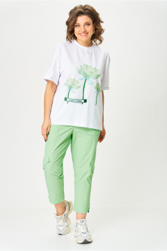 Брюки, футболка Michel chic 1414 белый,салатовый - фото 1