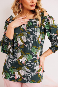 Блуза, брюки Мода Юрс 2748 зеленый+розовый - фото 4