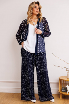 Блуза, брюки, топ Мода Юрс 2900 синий_горох - фото 1