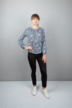 Круглогодичная свободная блуза из трикотажа с длинным рукавом Mita КМ375 голубой - фото 1