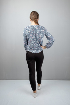 Круглогодичная свободная блуза из трикотажа с длинным рукавом Mita КМ375 голубой - фото 3