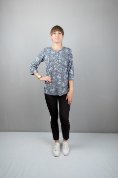 Туника прямого силуэта с кокеткой и разрезами Mita ЖМ869 голубой - фото 1