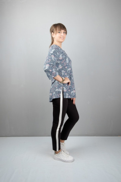 Туника прямого силуэта с кокеткой и разрезами Mita ЖМ869 голубой - фото 2