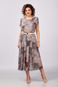 Платье Swallow 843.2 принт_бежево-коричневый_мрамор - фото 1