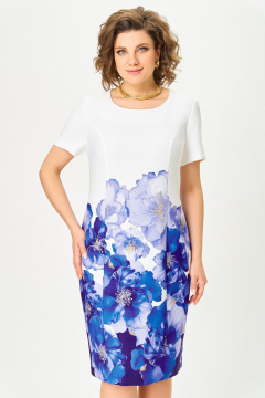 Платье Swallow 847 молочный/васильковые_цветы - фото 5