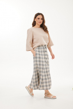 Юбка Mirolia 1117 бежевая_клетка - фото 3