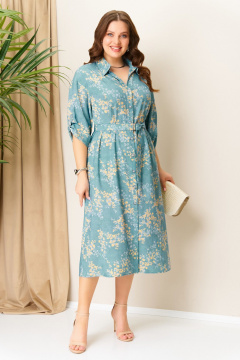 Платье VOLNA 1408 бирюзовый/цветы - фото 1