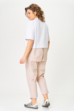 Брюки, футболка Michel chic 1414 белый,бежевый - фото 5