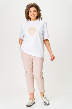 Брюки, футболка Michel chic 1414 белый,бежевый - фото 2