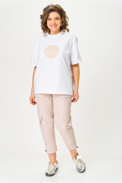 Брюки, футболка Michel chic 1414 белый,бежевый - фото 1