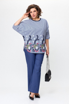 Блуза Michel chic 792 синий,полоска - фото 3