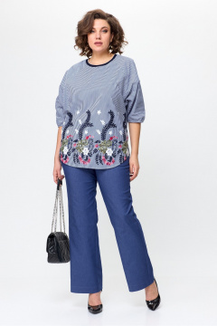 Блуза Michel chic 792 синий,полоска - фото 2