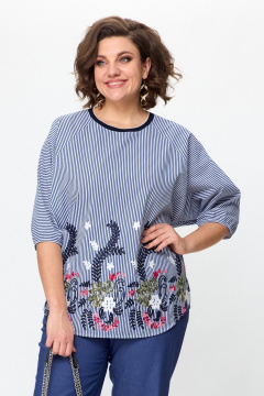 Блуза Michel chic 792 синий,полоска - фото 1