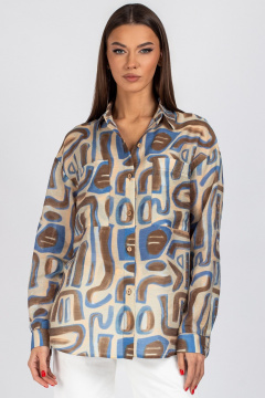 Блуза VIZAVI 725 бежевый+коричневый+голубой - фото 5