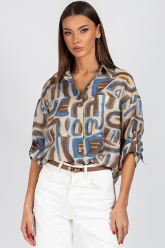 Блуза VIZAVI 725 бежевый+коричневый+голубой - фото 3