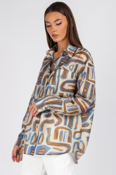 Блуза VIZAVI 725 бежевый+коричневый+голубой - фото 2