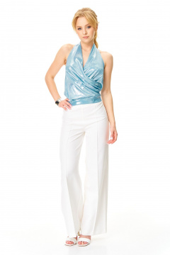 Брюки, топ T&N 7632 «галограмма»голубой+белый - фото 1