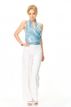 Брюки, топ T&N 7632 «галограмма»голубой+белый - фото 2