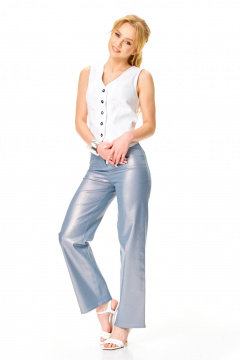 Брюки, жилет T&N 7634 белый+стальной_голубой_блеск - фото 1