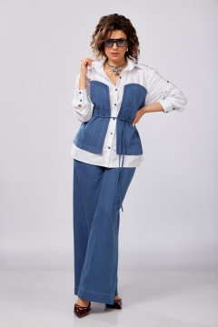 Блуза, брюки Lady Secret 2992 белый+синий - фото 3