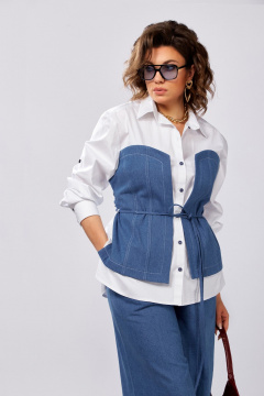 Блуза, брюки Lady Secret 2992 белый+синий - фото 5