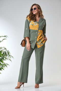 Блуза, брюки Anastasia 1216 олива - фото 2