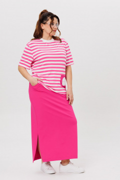 Футболка, юбка Michel chic 1405 розовый,полоска - фото 3