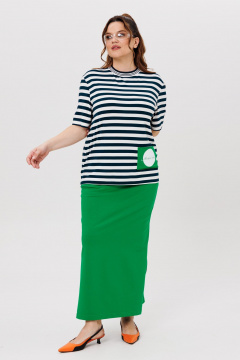 Футболка, юбка Michel chic 1405 зеленый,полоска - фото 3